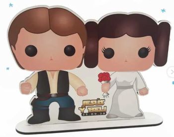 Topper para tarta de Star Wars. Diseño de Han Solo y la Princesa Leia